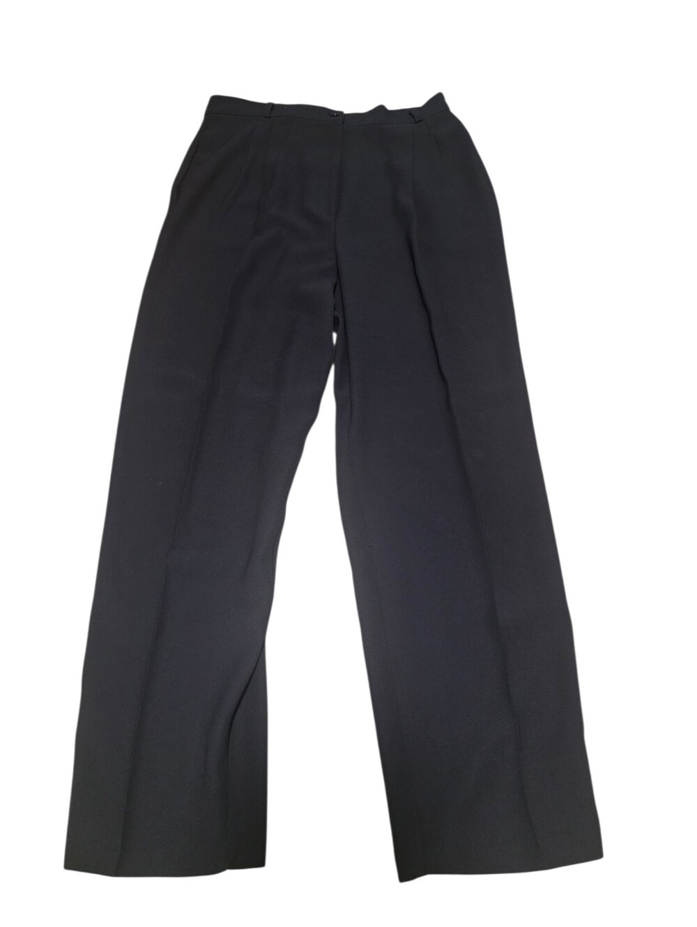 Ellen Figg Navy Blue Pleated High Waist Wide Leg Trousers Size 14 Made In USA